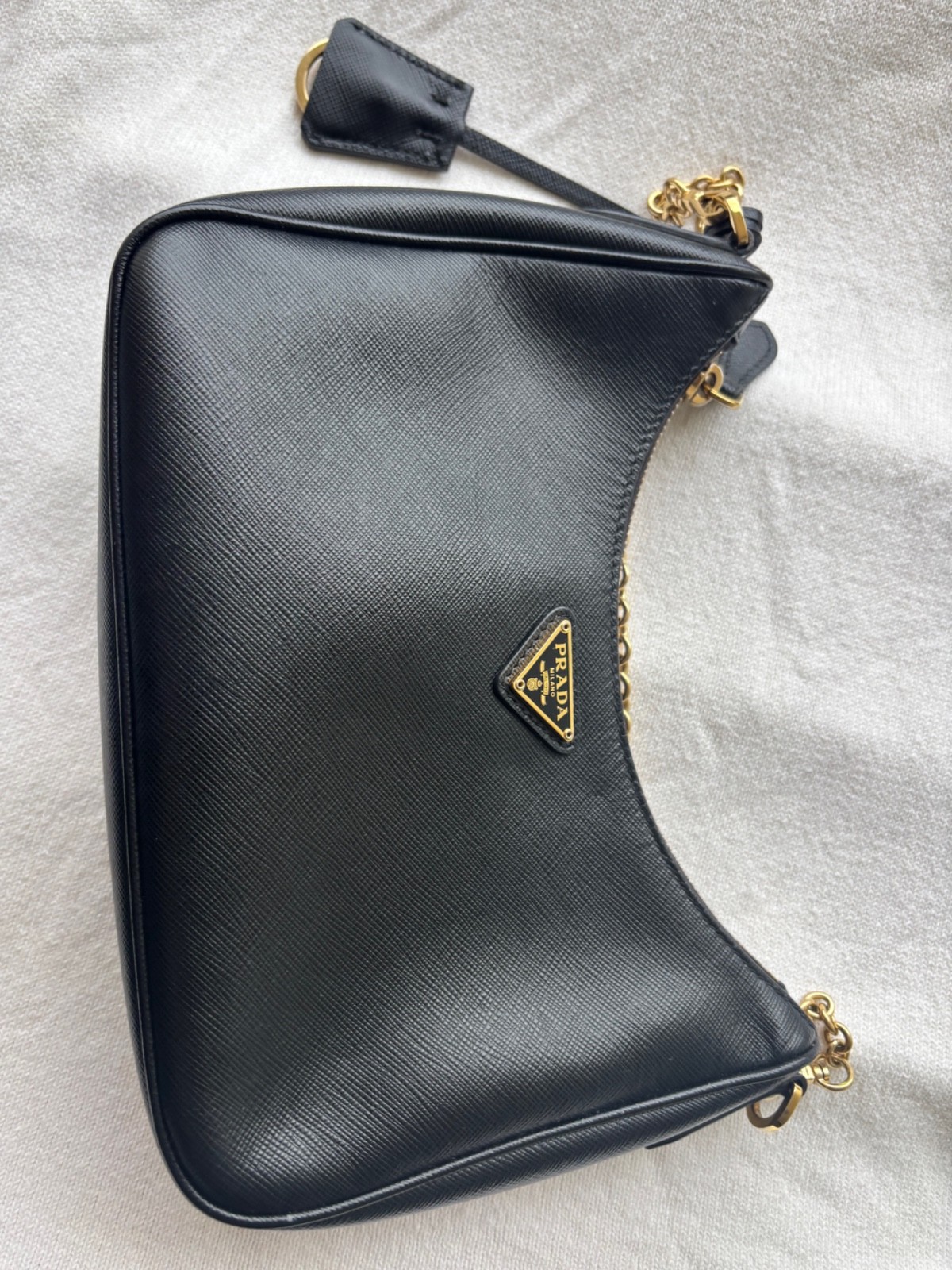 prada re edition 2005 black saffiano leather bag