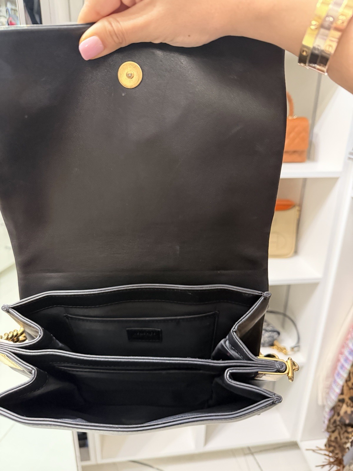 Authentic Versace Black Leather Medusa Shoulder Bag