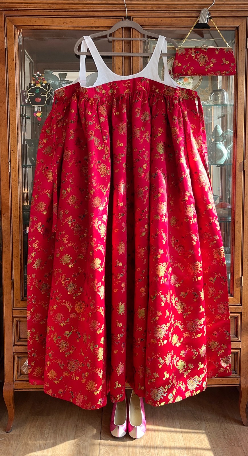 Unique 40-Year Vintage Korean Traditional Clothes Silk Durumagi Hanbok Full Set