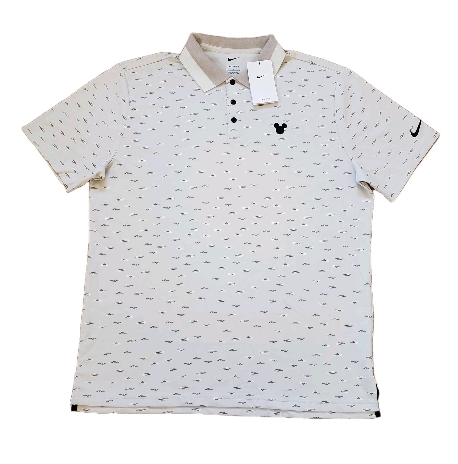 Nike Mickey Mouse Icon Polo Sz Large Mens Disney Grass All Over Print Shirt