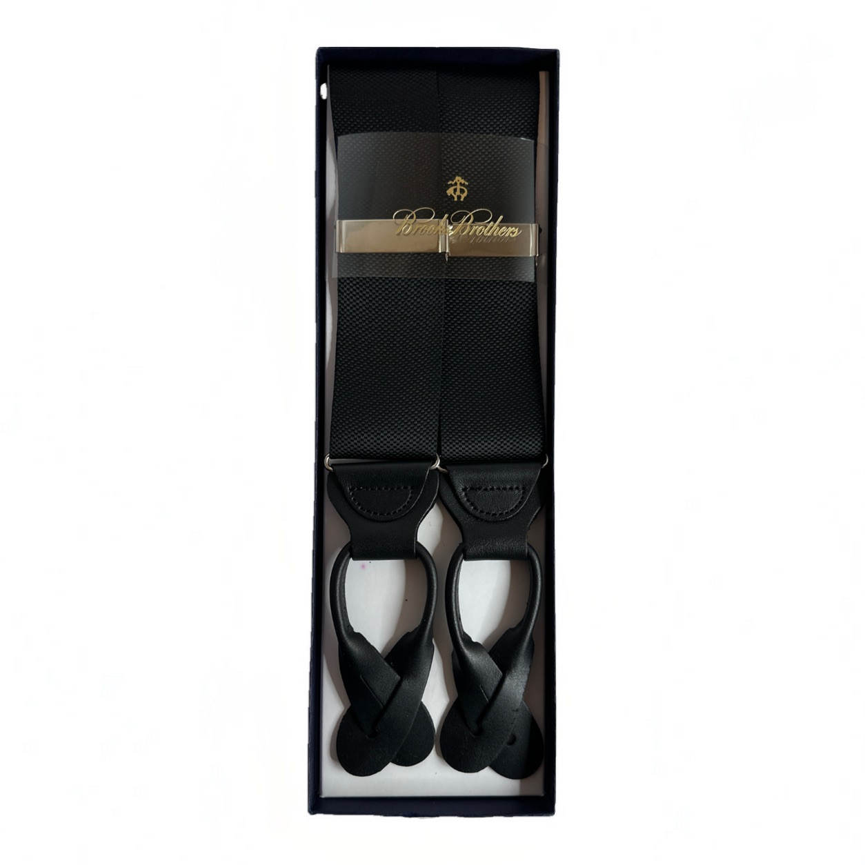 Brooks Brothers Suspenders – Black – Leather **NEW**