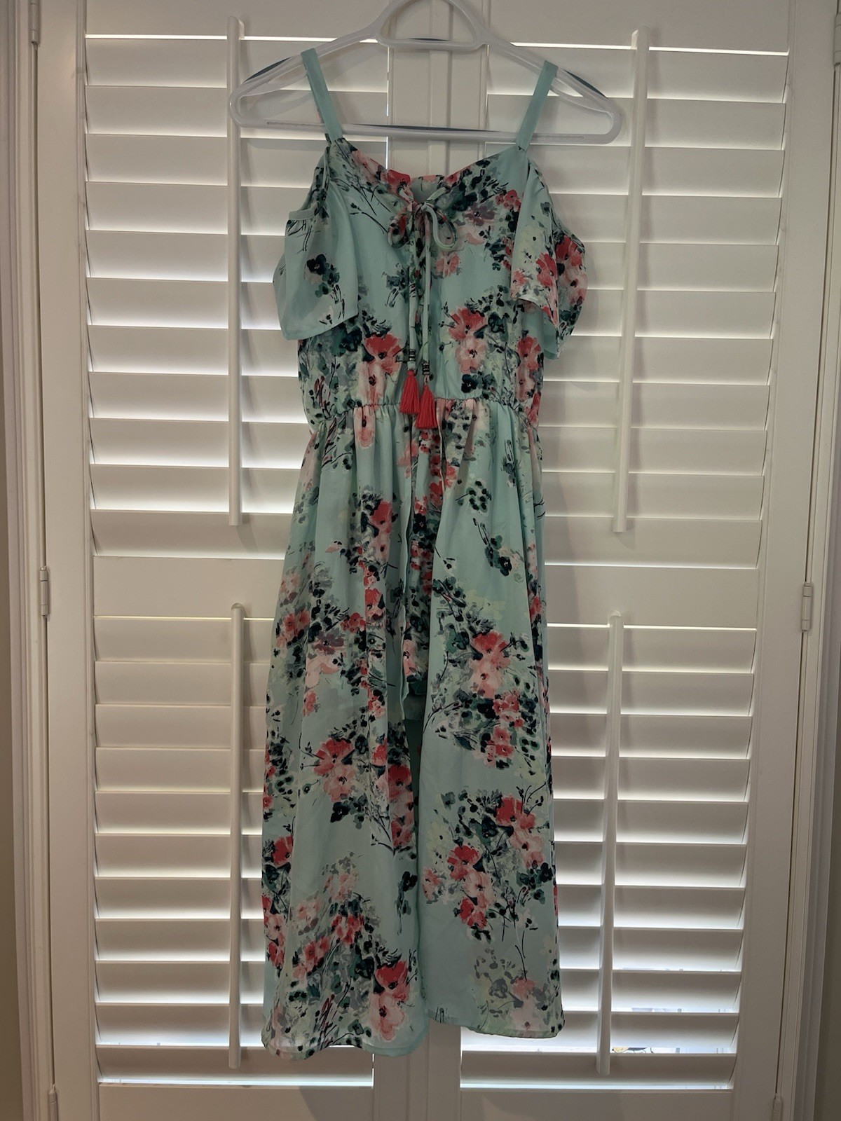 Speechless Kids Floral Maxi Tiered Dress Size 16 Mint Green