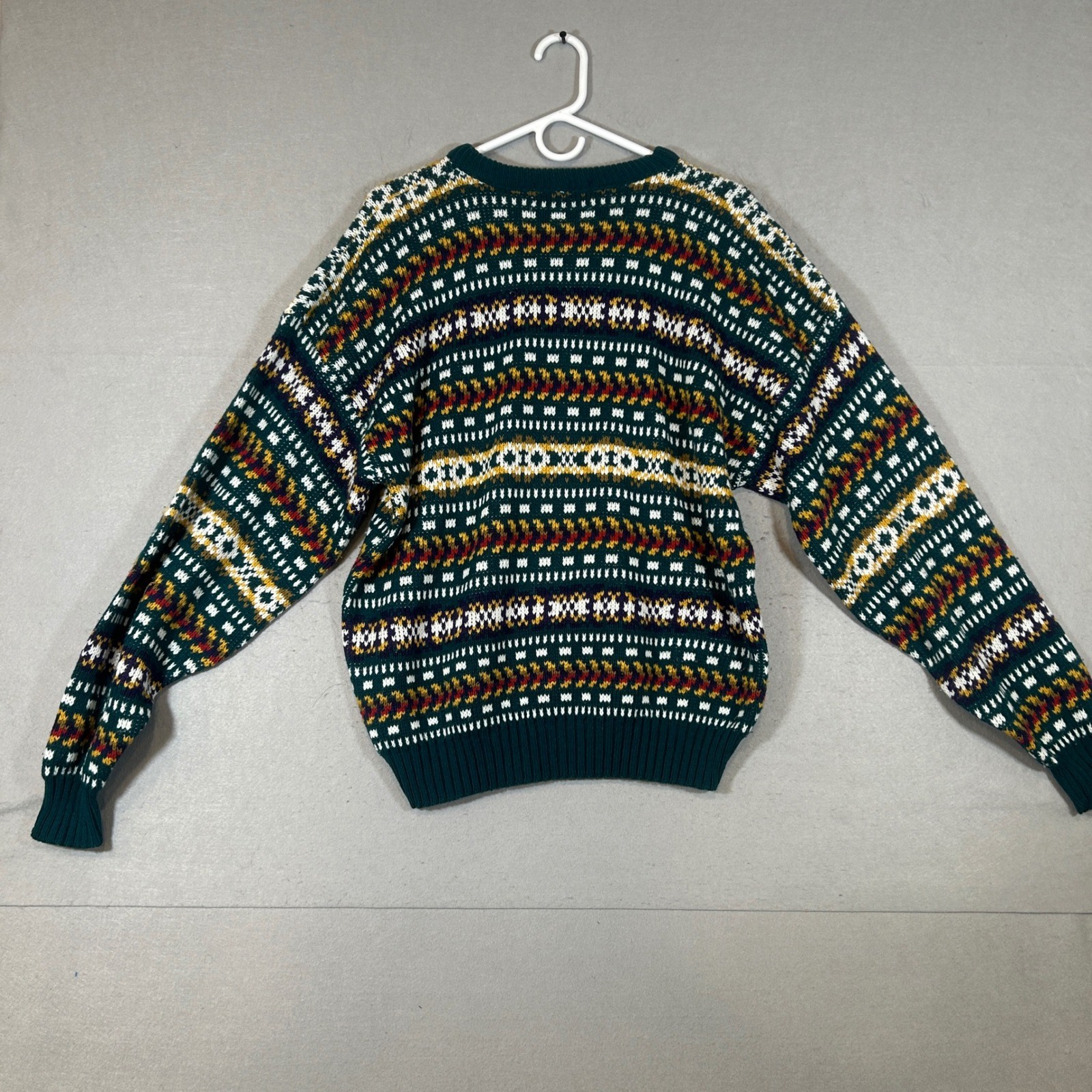 Scandia Vintage Xl Sweater Green Multi Color Knit Made in USA