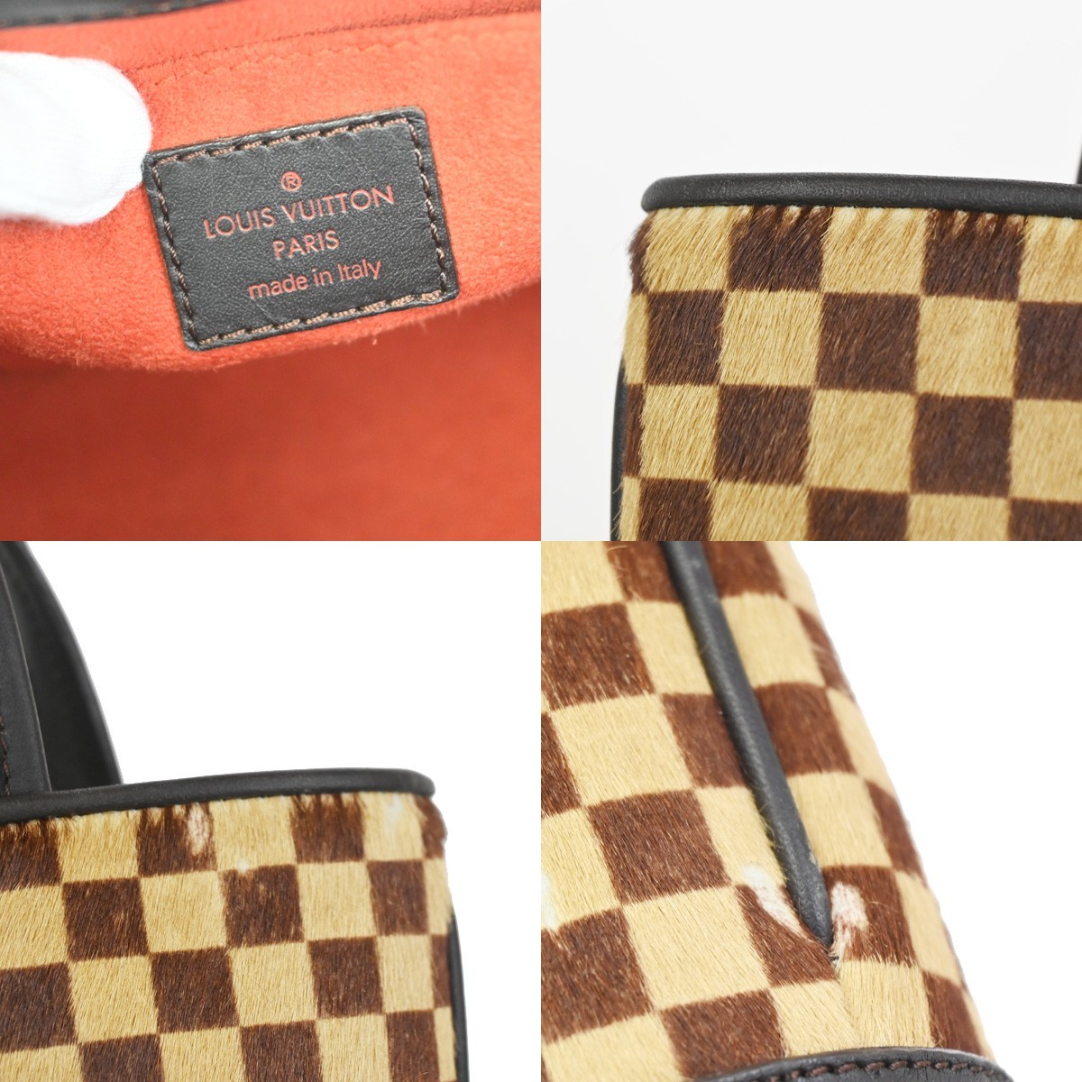 LOUIS VUITTON Impala Hand Bag Damier Sauvage Furb Leather Brown M92133 33YJ035