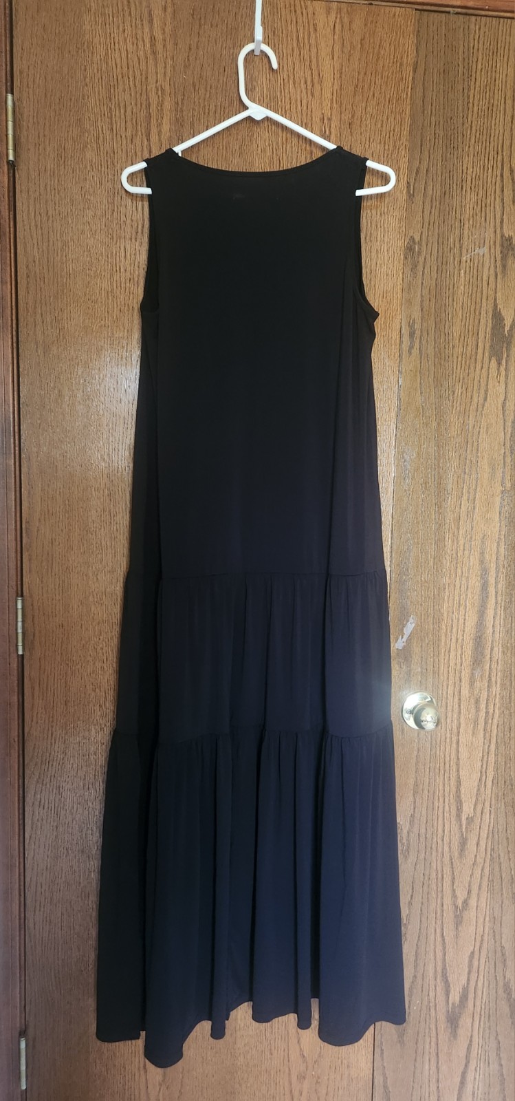 TEXTILE Elizabeth and James Sleeveless Black Boho Tiered Maxi Dress Sz Large