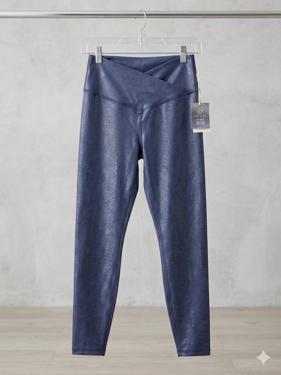 OFFLINE by Aerie Real Me Crossover Leggings Medium Blue Crackle Shine High Wais