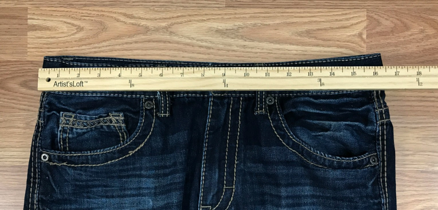BKE Jake Boot Leg Jeans Blue Denim Straight Leg Dark Wash Stretch Mens 32s 32×29