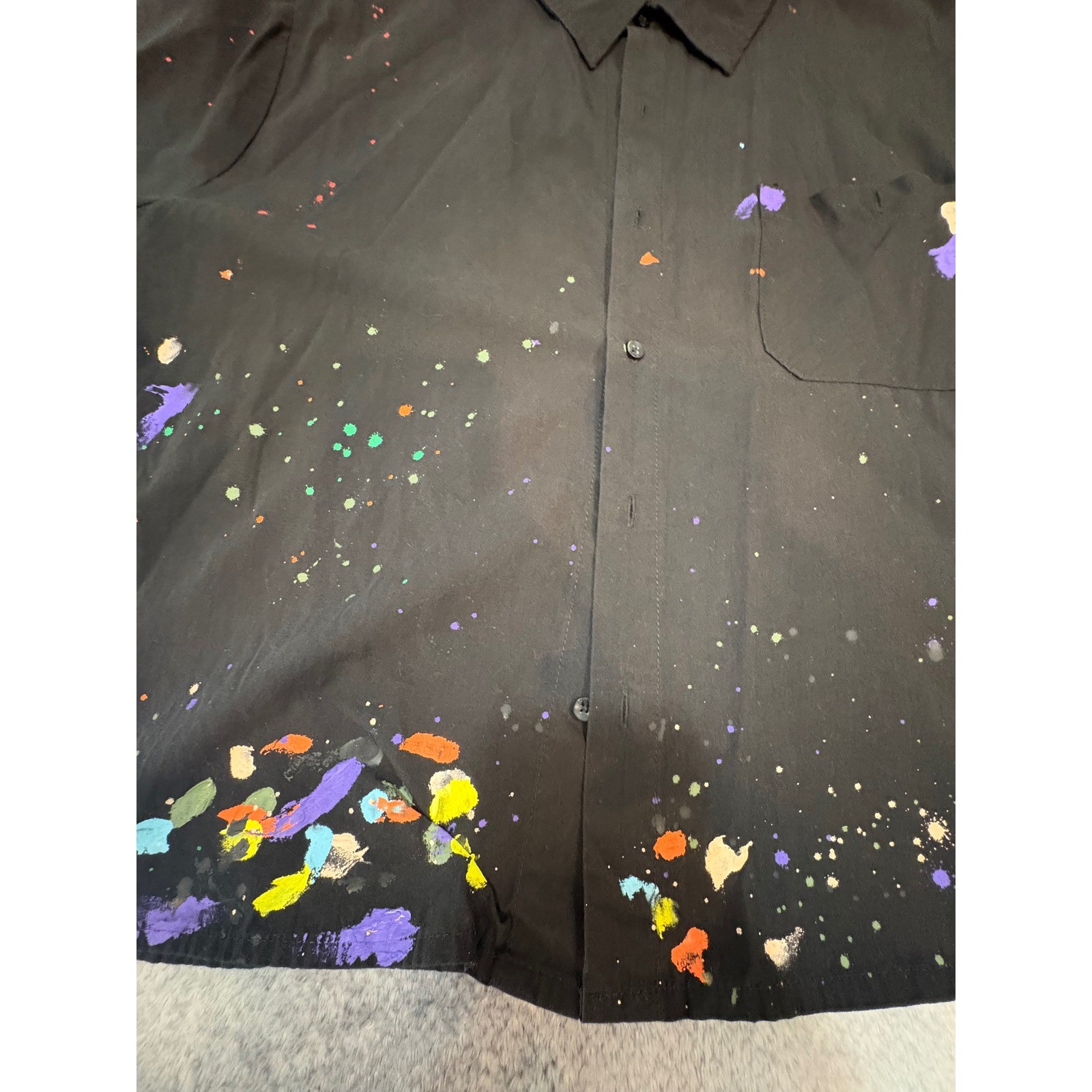 (B2) MNML Studio Des Arts Visuels Paint Splatter Cropped Shirt Black S M L Mens
