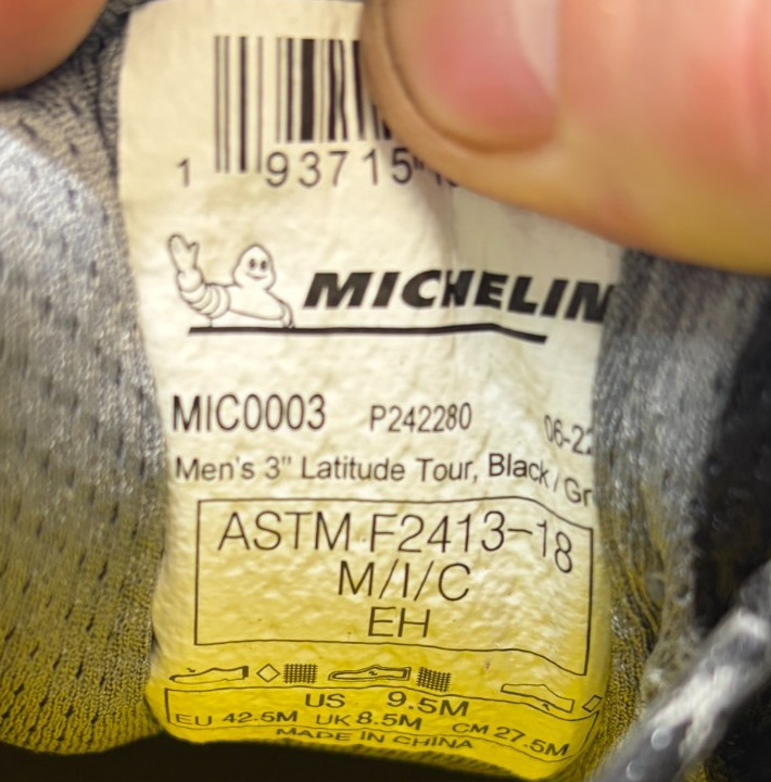 Michelin Latitude Tour Mens Size 9.5 Black Gray Alloy Toe Safety Work Shoes
