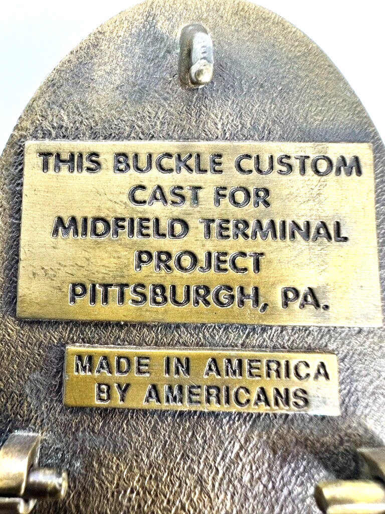 Commissioners Brass Belt Buckle Midfield Terminal Safety Award 1991 VTG