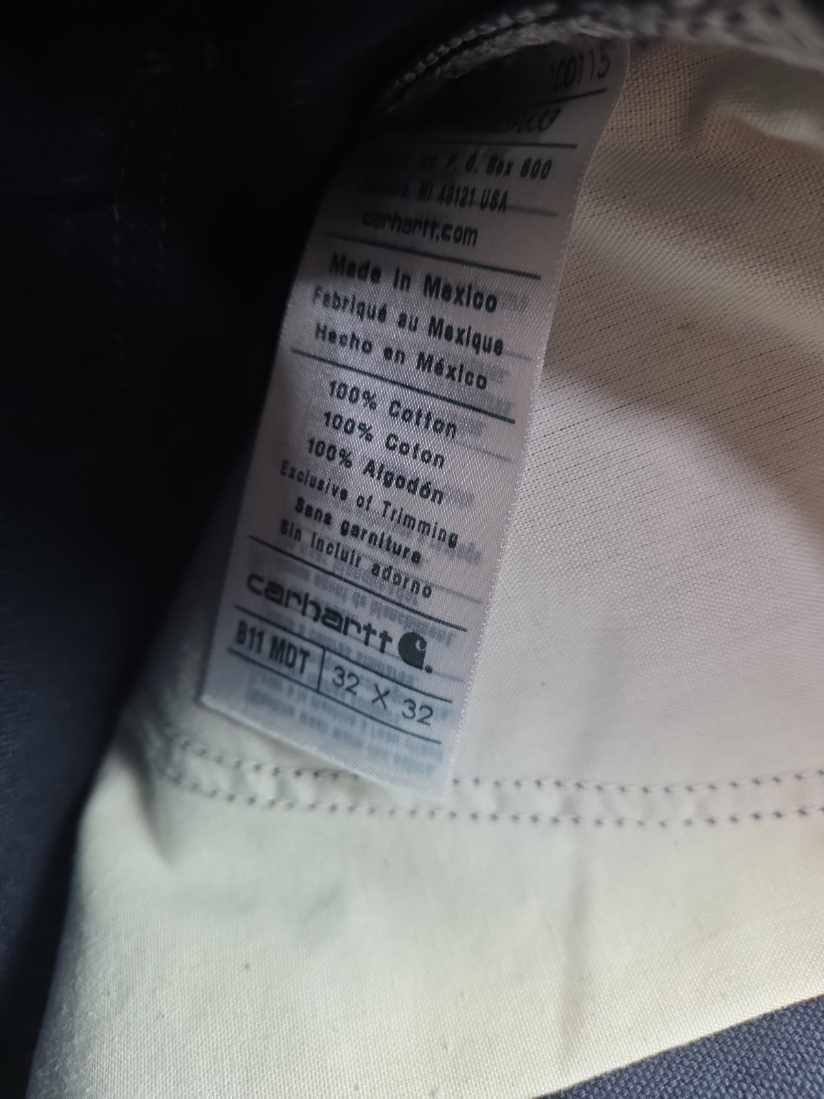 Carhartt Men’s Navy Canvas Carpenter Cargo Pants B11 MDT Original Fit EUC