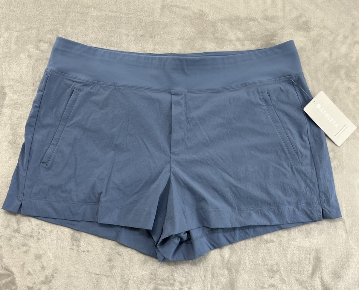 Athleta Trekkie North Short Women 20 Blue Semi-Fitted Ripstop UPF Hiking Outdoor