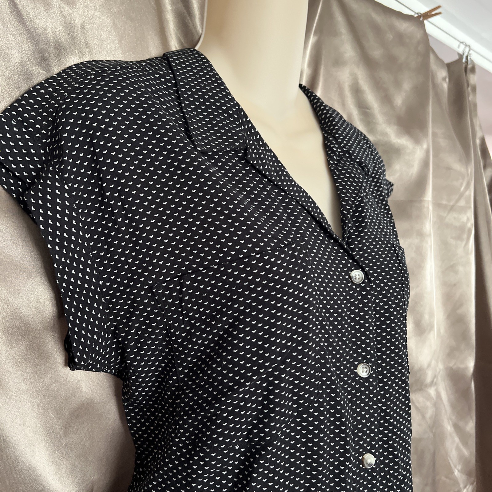 Jachs New York Girlfriend Ladie’s S Shirt Top Blouse Short Sleeve Black Dots