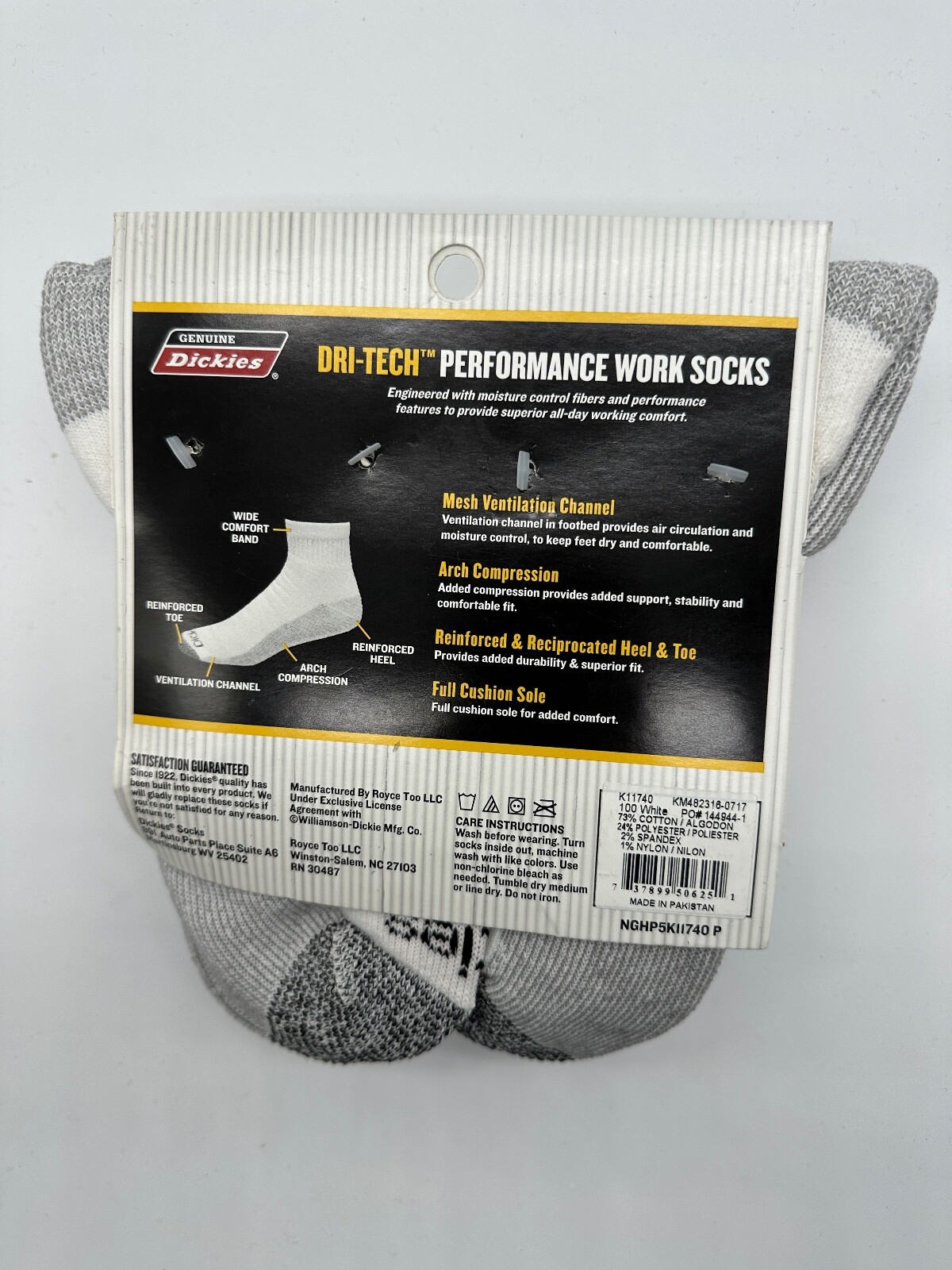 NEW 5 PAIRS MENS DICKIES PERFORMANCE WORK SOCKS DRI-TECH QUATER CUT SOCKS 6-12