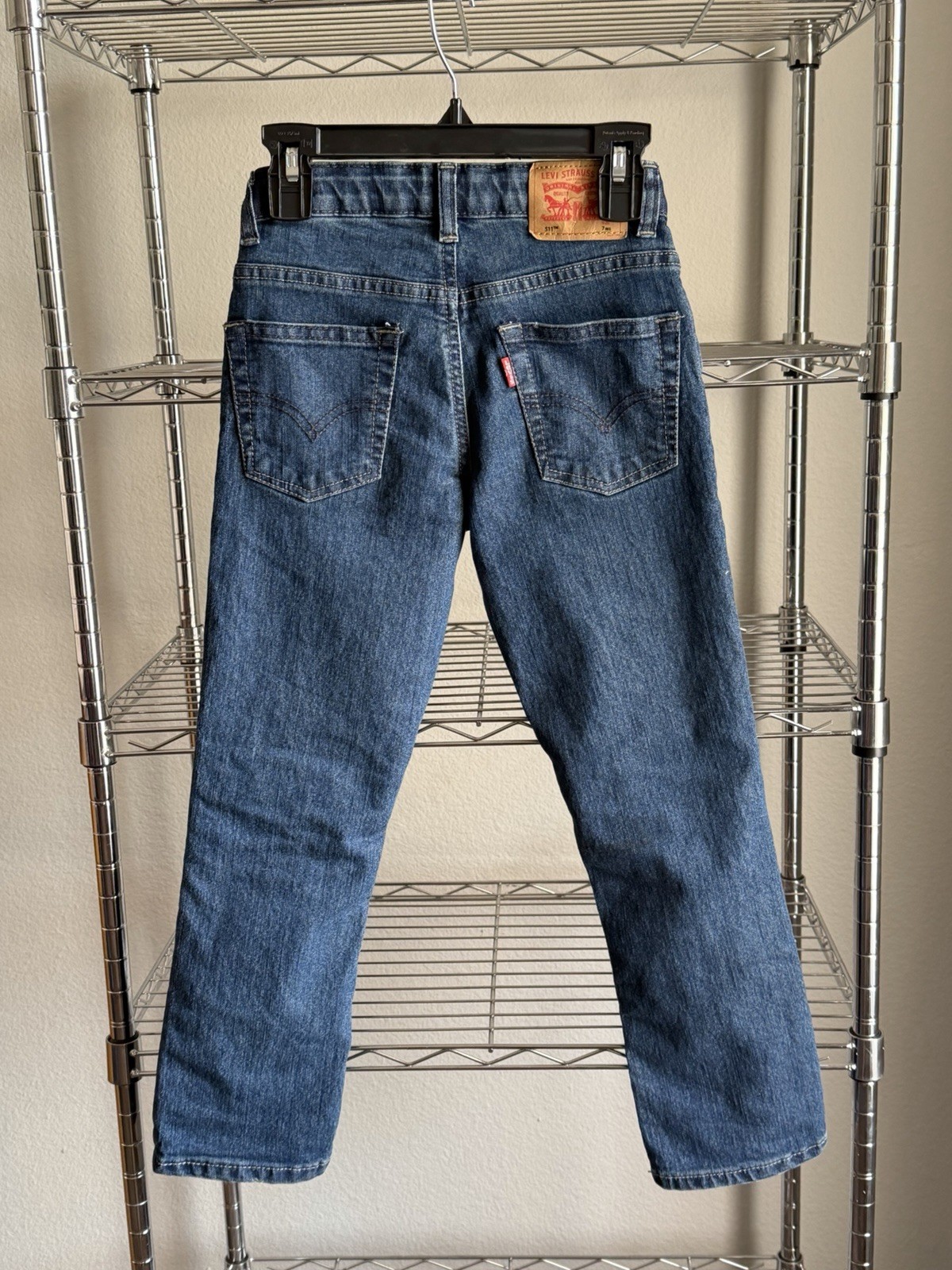 Levi’s 511 Boys Slim Skinny Blue Medium Wash Denim Jeans 7 REG Zip/Button