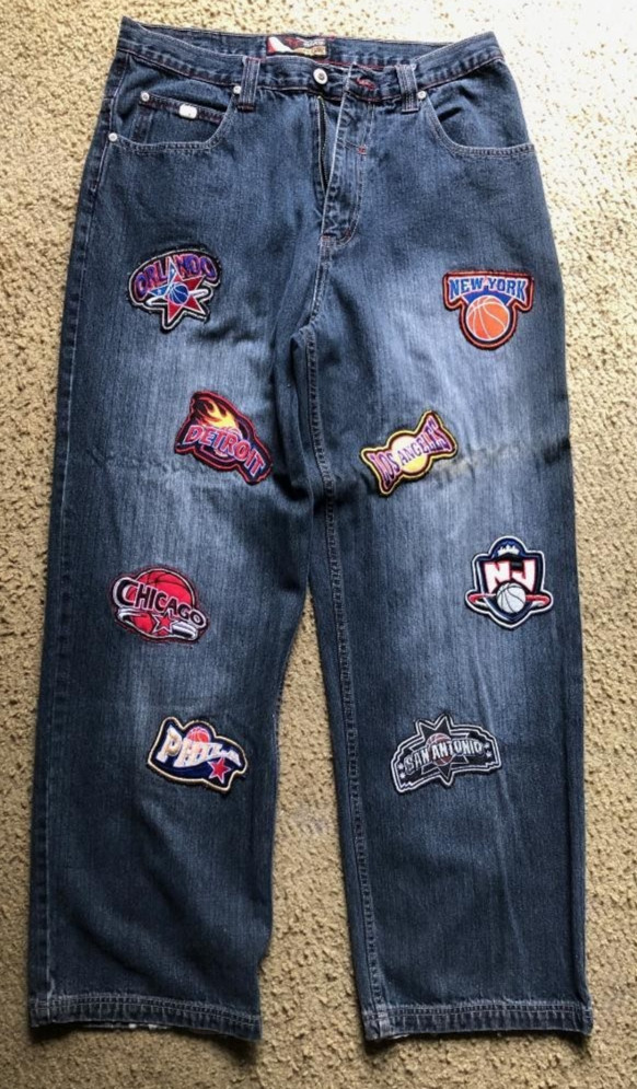 Mukawear Wide Leg Baggy NBA Blue Denim Jeans Sz 36X32 Muka Streetwear 90s Y2K