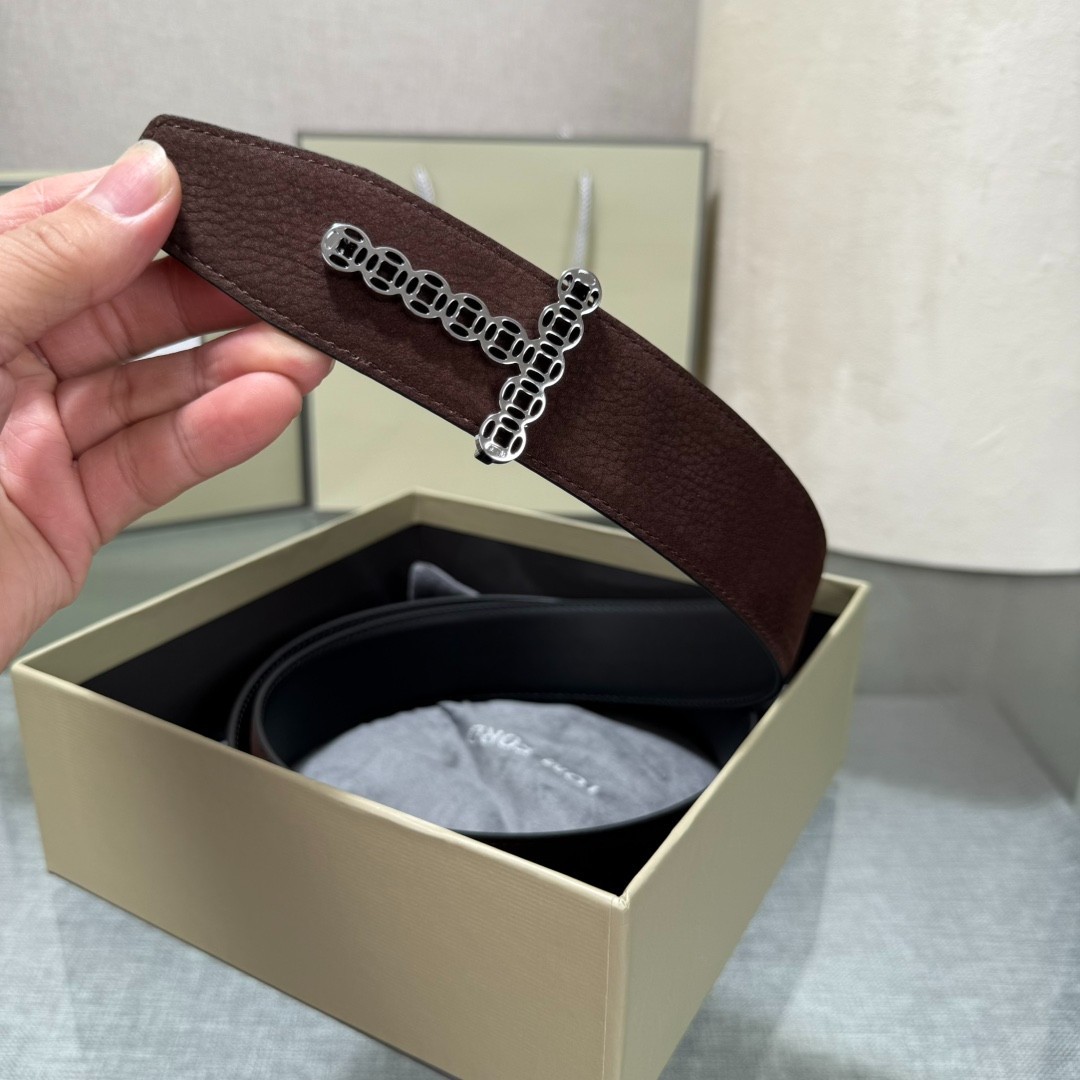 Authentic Tom Ford Men’s Reversible Calfskin Leather Black/Brown Belt T-Buckle
