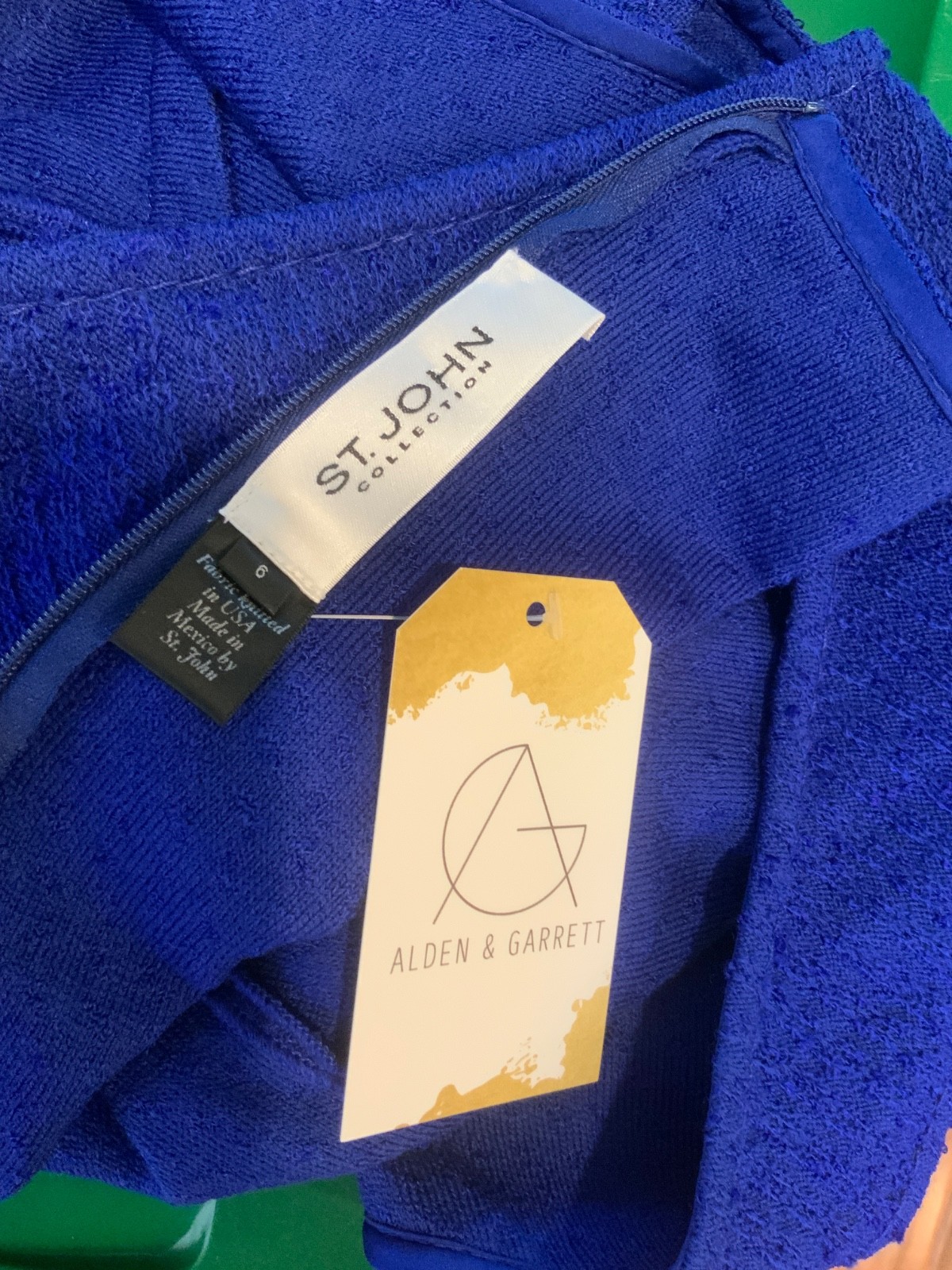 St. John Collection Blue Tweed Sleeveless Pencil Dress, Size 6