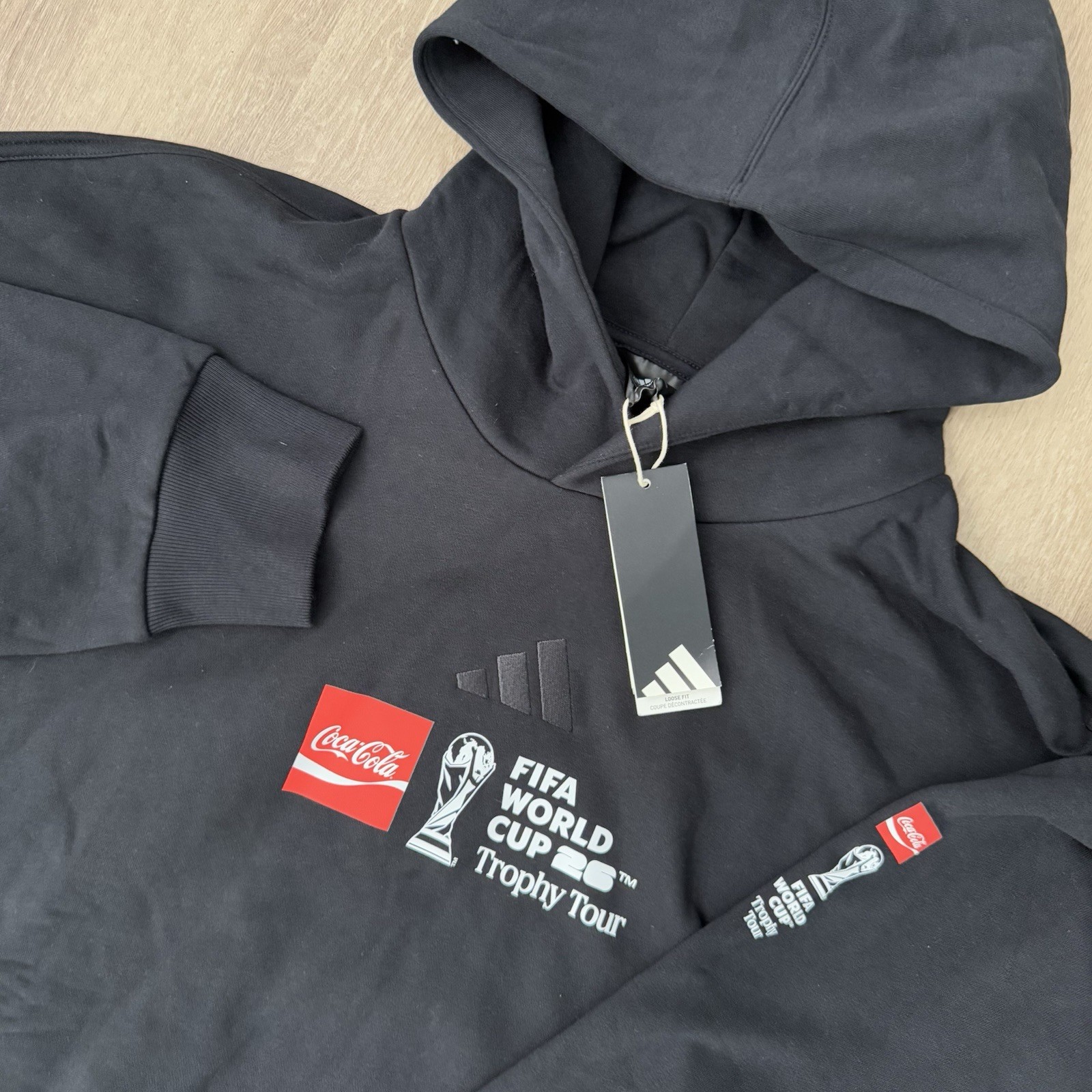 NWT Adidas All Season FIFA World Cup 26 Trophy Tour Hoodie Mens 2XL Black Fleece