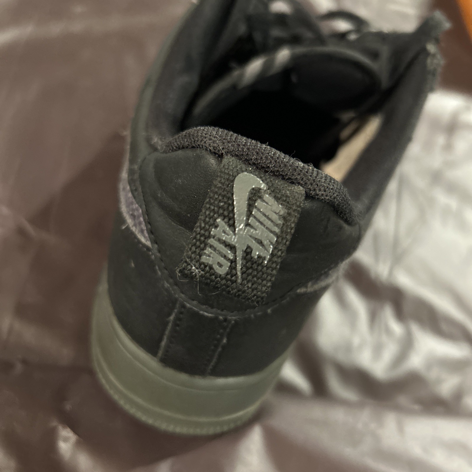 Size 11 Nike Air Force 1 Carbon Fiber” Black/Grey/Blue USED