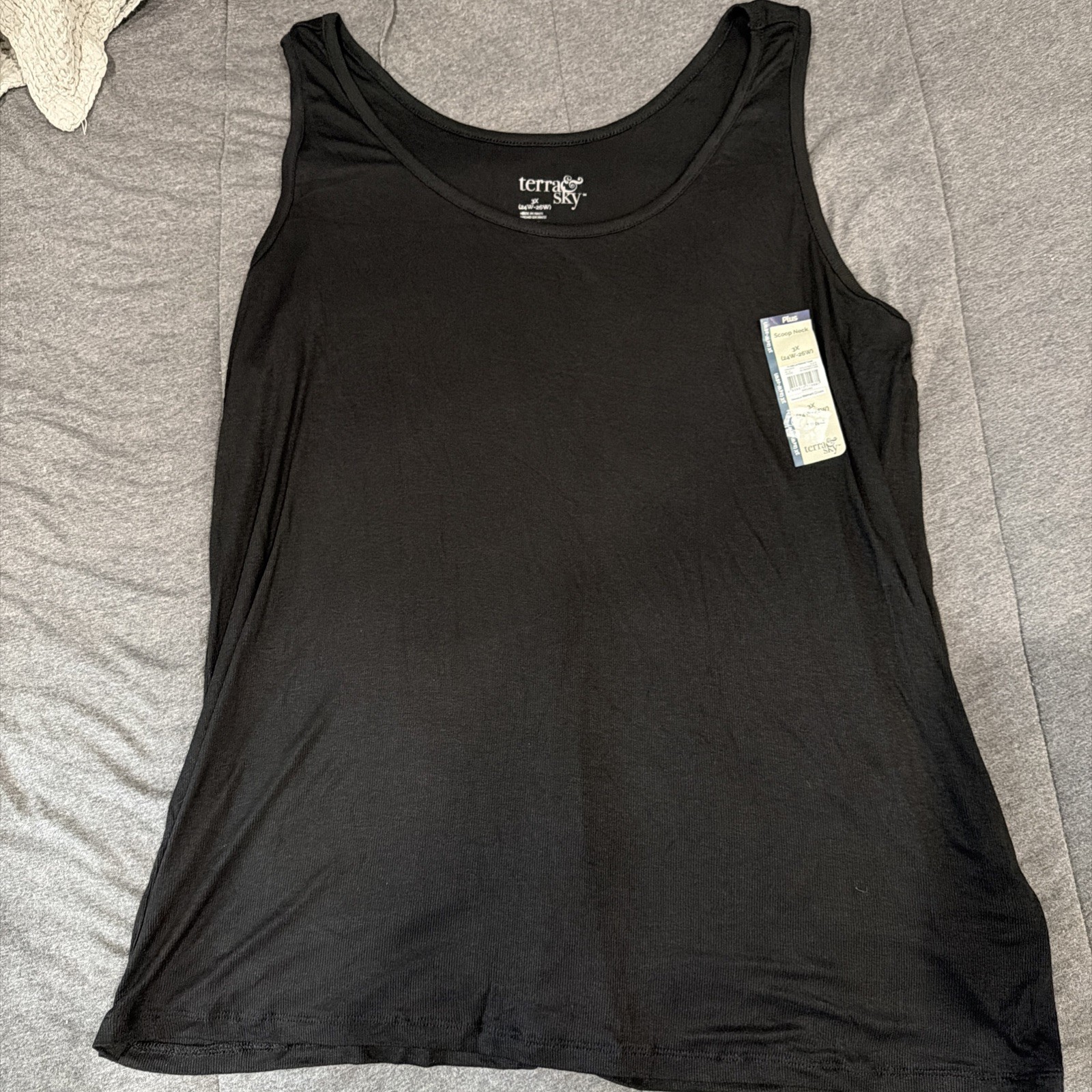 Terra & Sky Women’s 3X 24w-26w Black Rib Tank