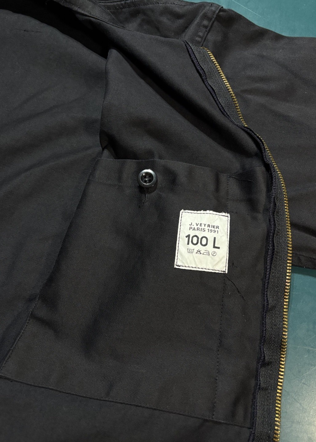 VTG 1991 French Police Dog Handler Bomber Jacket J. Veyrier Black 100L DMC Zip