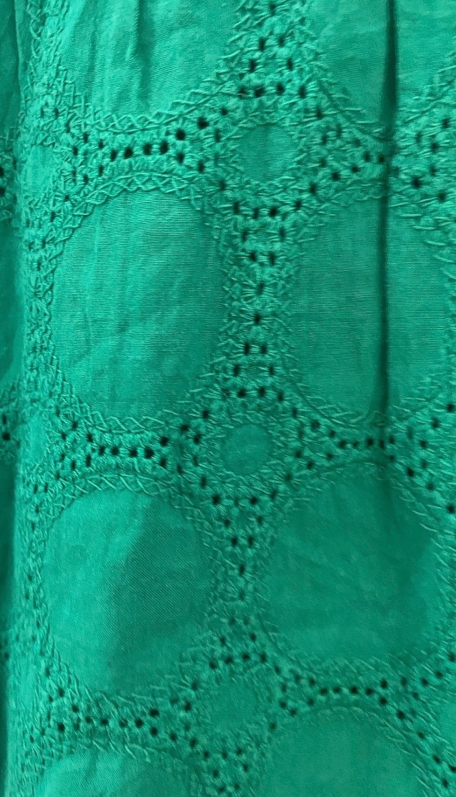 J.Crew Womens V Neck Green Eyelet Summer Long Sleeve Dress 100% Cotton size 00