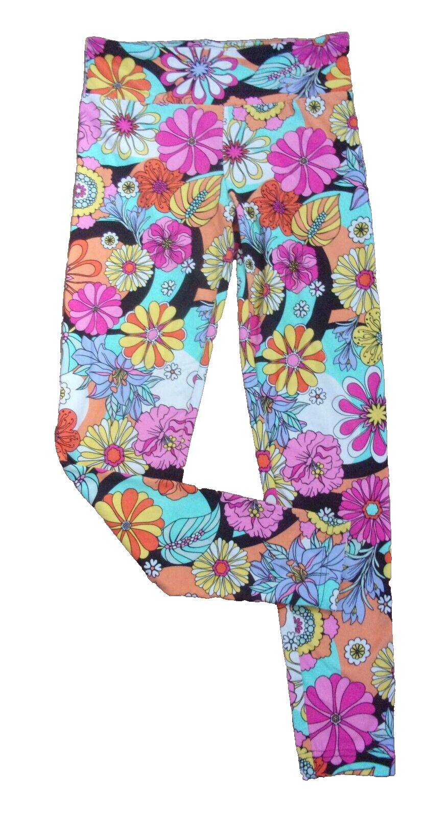 Leggings Floral Medium(7-9) 95% Nylon 5% Spandex Very Good Cond SHIP FROM USA