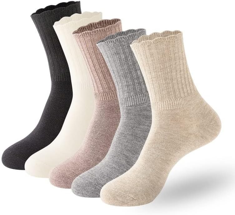 PADFOM Women Thin Cashmere Socks, Soft Medium, Black/Grey/Khaki/Beige/White