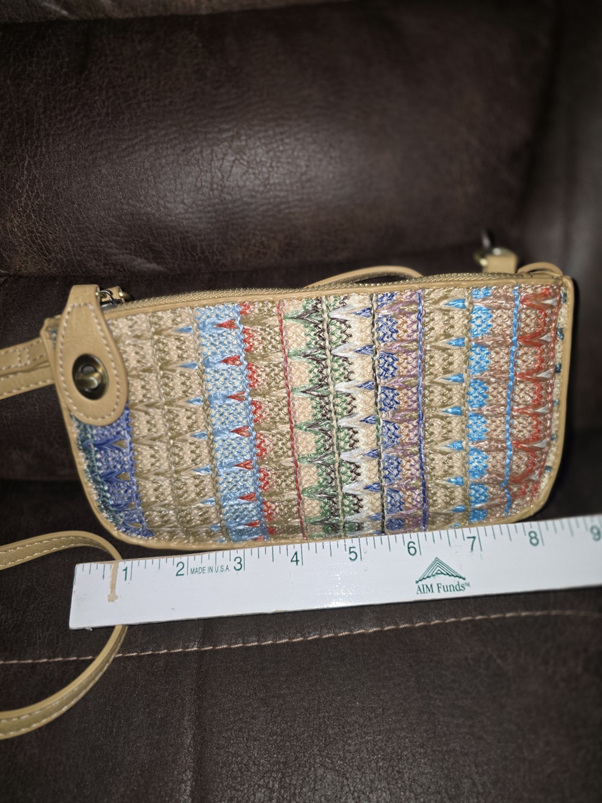 Joy Multicolor Woven Small Shoulder Bag with Zipper Closure and Strap Accent