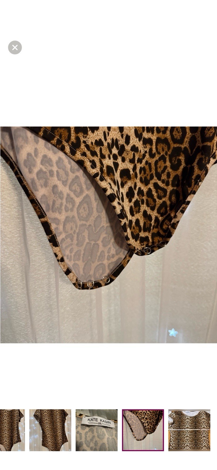 KATE KASIN XXL Leopard Print Bodysuit One Piece Button Accent