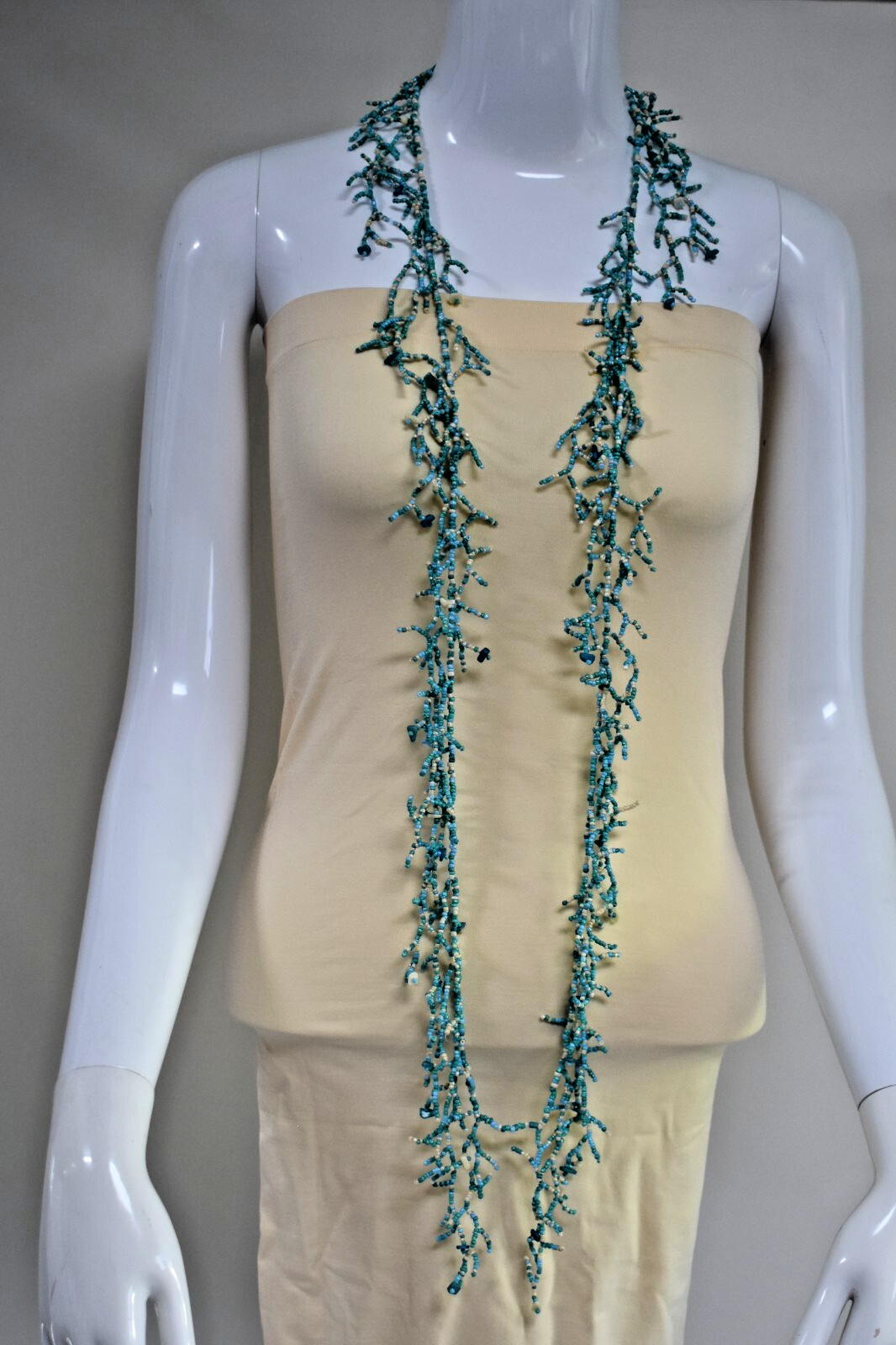 ANTICA SARTORIA AQUA CREAM BEADED LOVELY NECKLACE NWT
