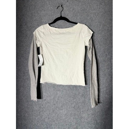 BDG Urban Outfitters White Grey Layered Long Sleeve Tee XS Y2K AestheticNew