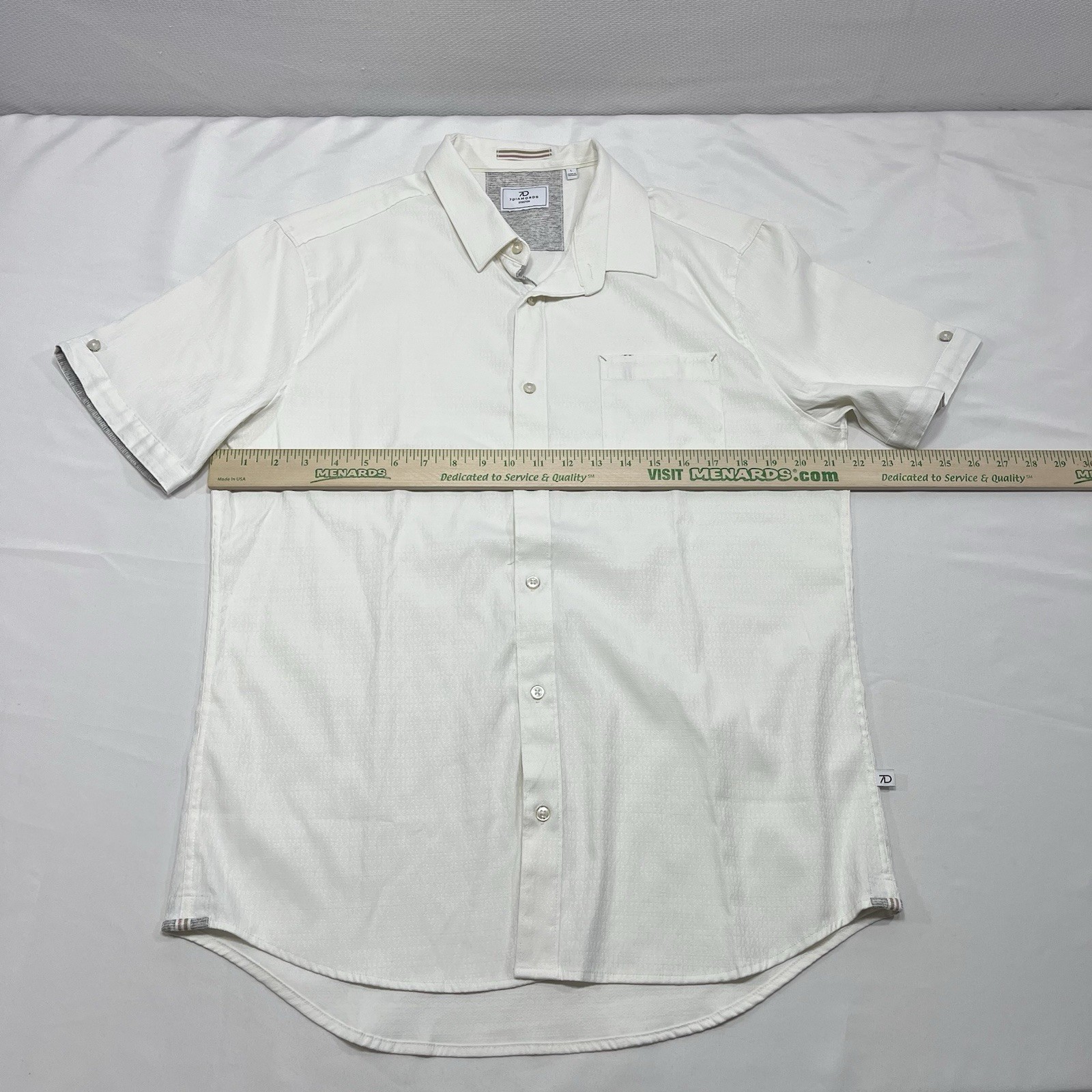 7Diamonds Men’s Large Pretzel Logic Jacquard Stretch Woven Short Sleeve White