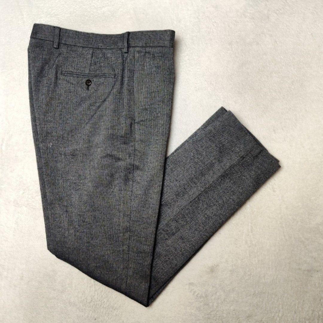 JCrew Pants Mens 34×32 Gray Herringbone Tweed Slim Bowery Flat Somelos Dress