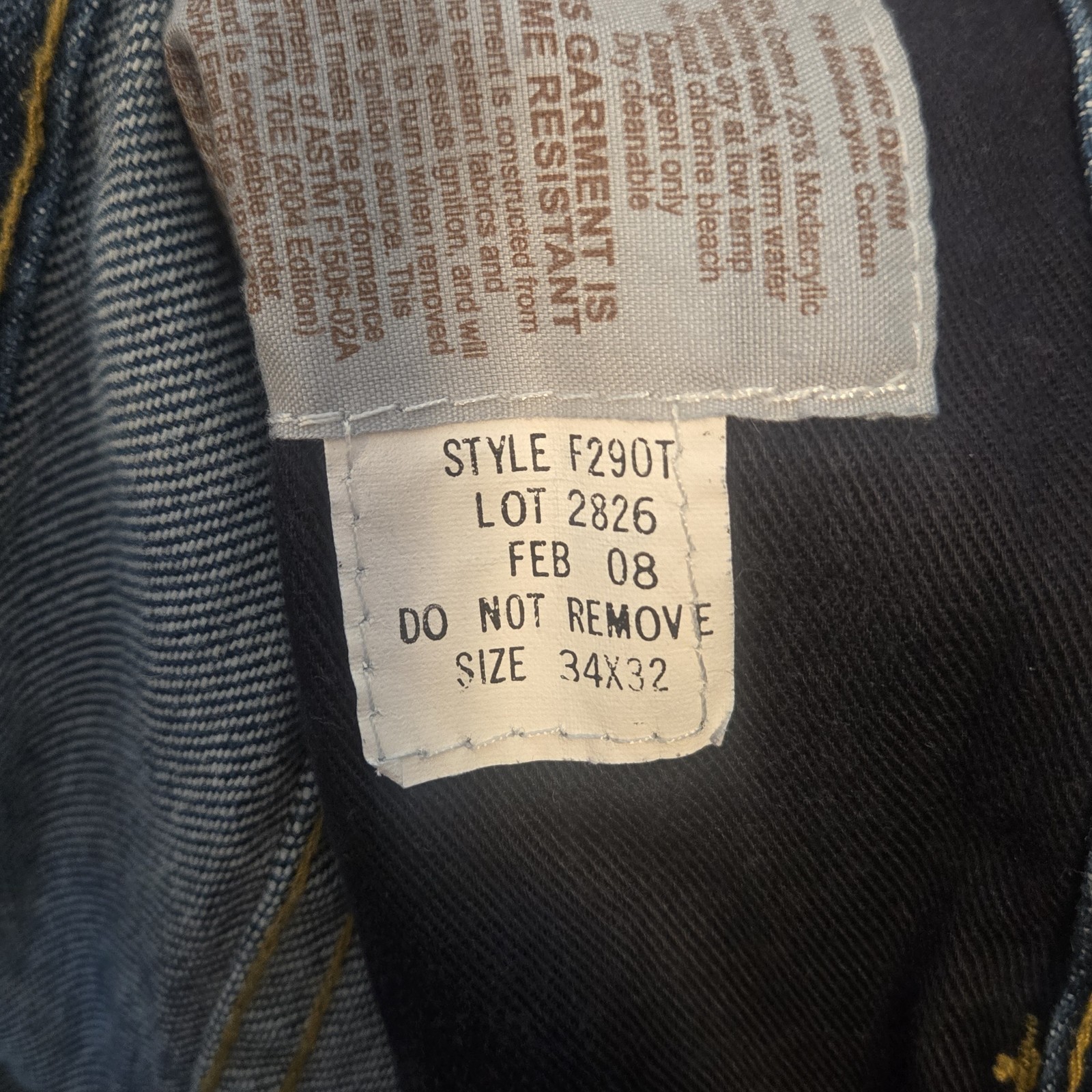Tyndale F290T FR Flame Resistant Carpenter Jeans 34×32 Arc Rated CAT 2 USA NFPA