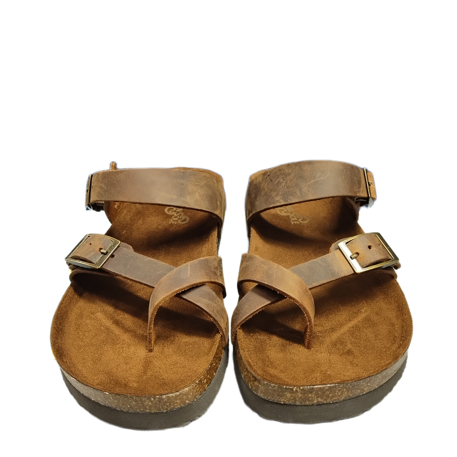 Mountain Sole Flip Flop Sandals Womens US 8 Brown Leather Buckle Strap 984173195