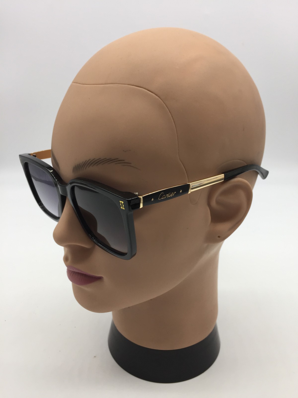 Cartier Black Full Rim Frame Designer Sunglasses 50-20-140 Grey Lenses