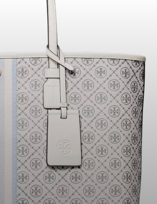 Tory Burch T Monogram Coated Canvas Zip Tote Ivory Laptop Work Bag NWOT