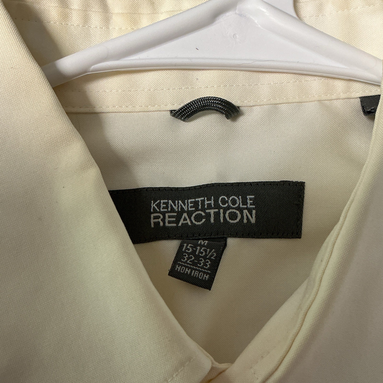 Kenneth Cole Reaction Non-Iron Solid White Dress Shirt 15-15.5 32-33