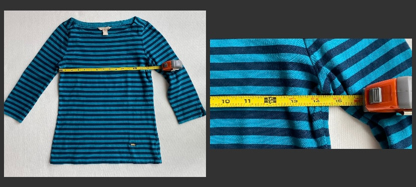 Banana Republic Blue-Green Striped Pullover Top 3/4 Sleeve Women’s XS RN 54023