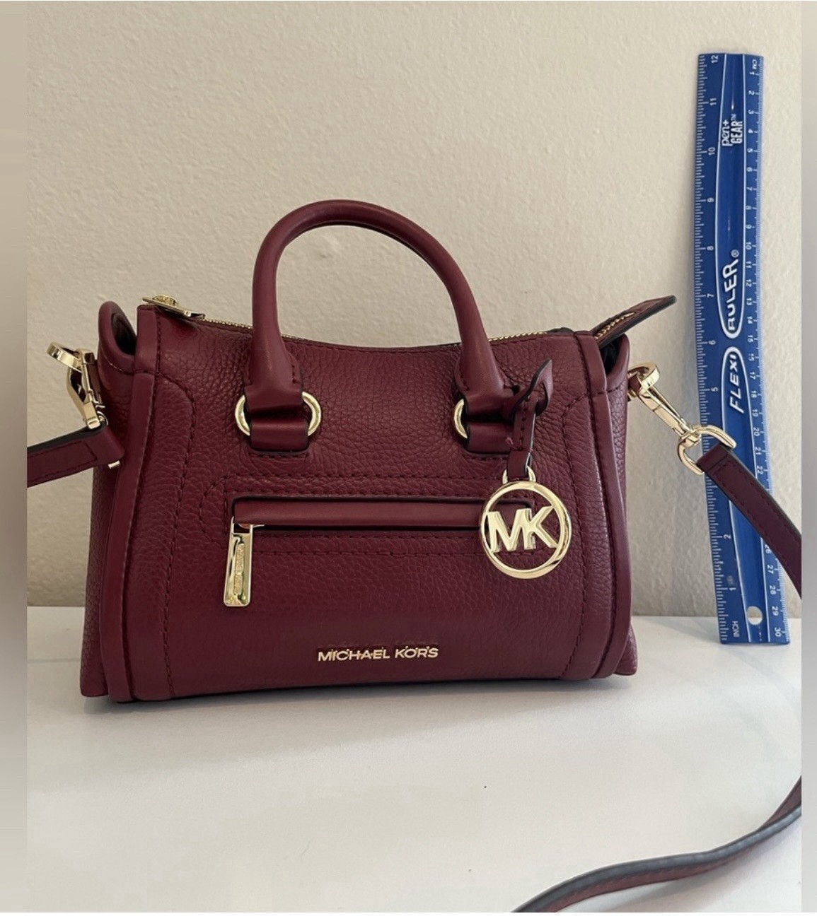 Michael Kors Carine Burgundy Small with Gold Hardware Crossbody Bag NWT