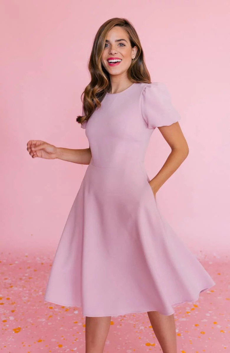 Gal Meets Glam Flutter Sleeve Crepe Dress 4 Lavender Flare Spring Party Wedding