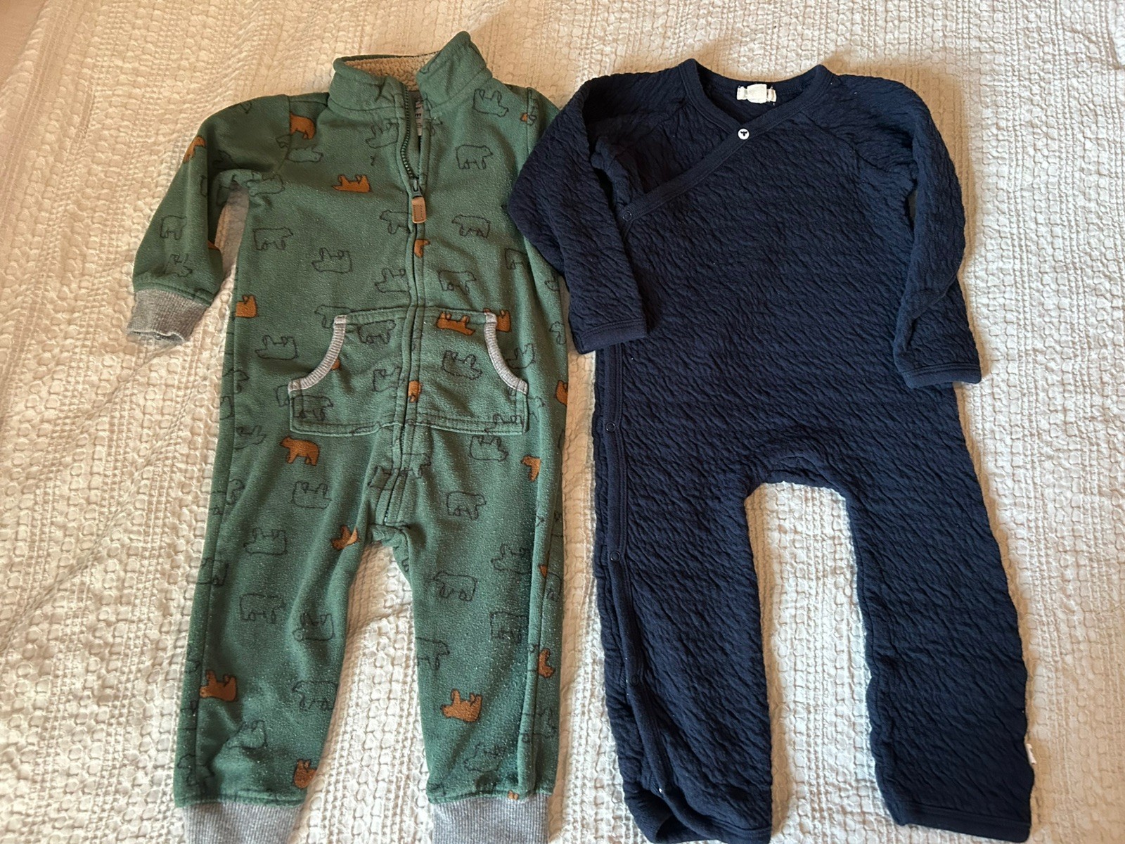 Huge 50 piece Baby boy clothing lot size 12 months EUC sleepers outfits