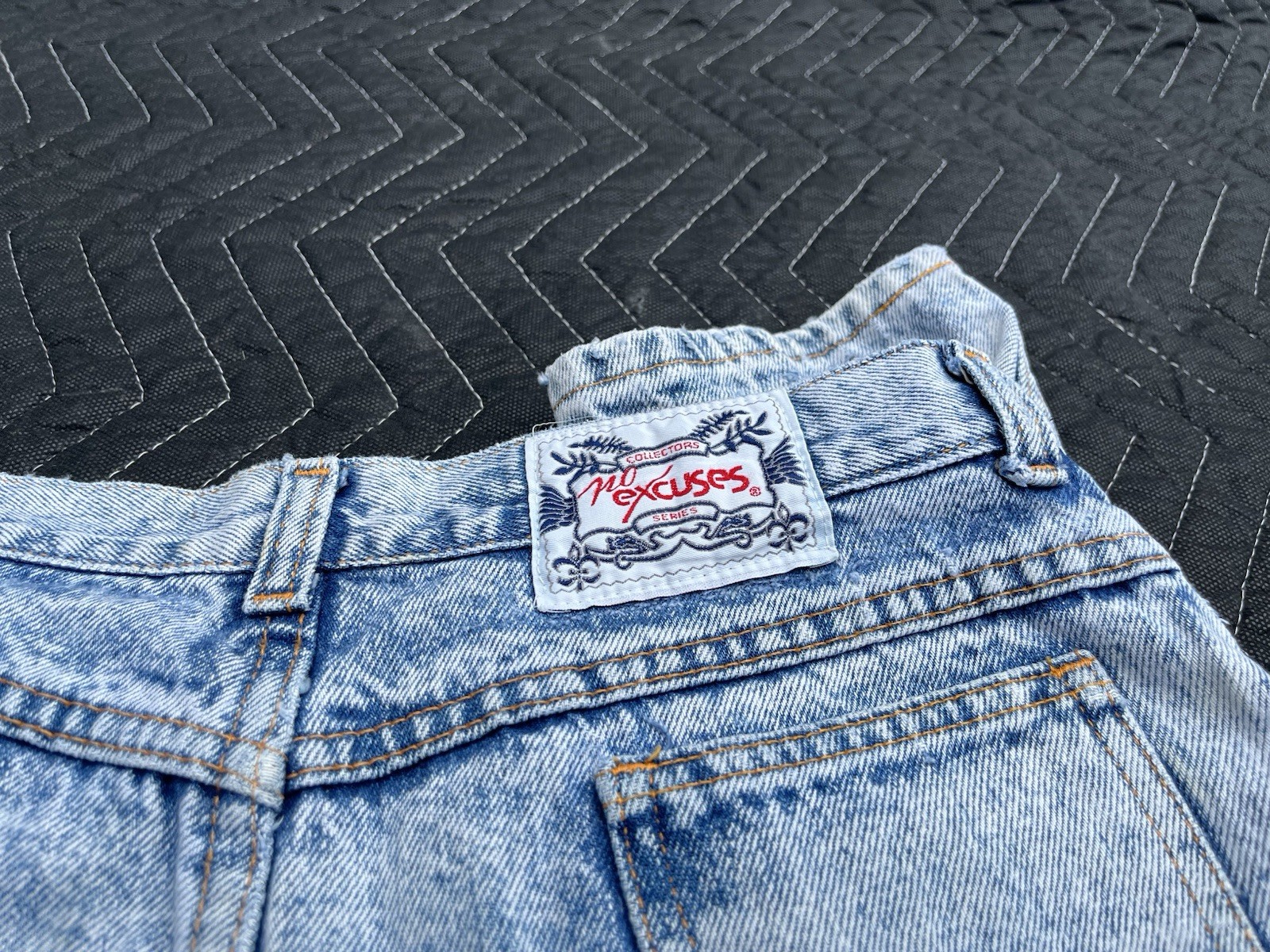 No Excuses Jeans Womens 14 Blue Acid Wash Denim Tapered High Rise Vintage USA