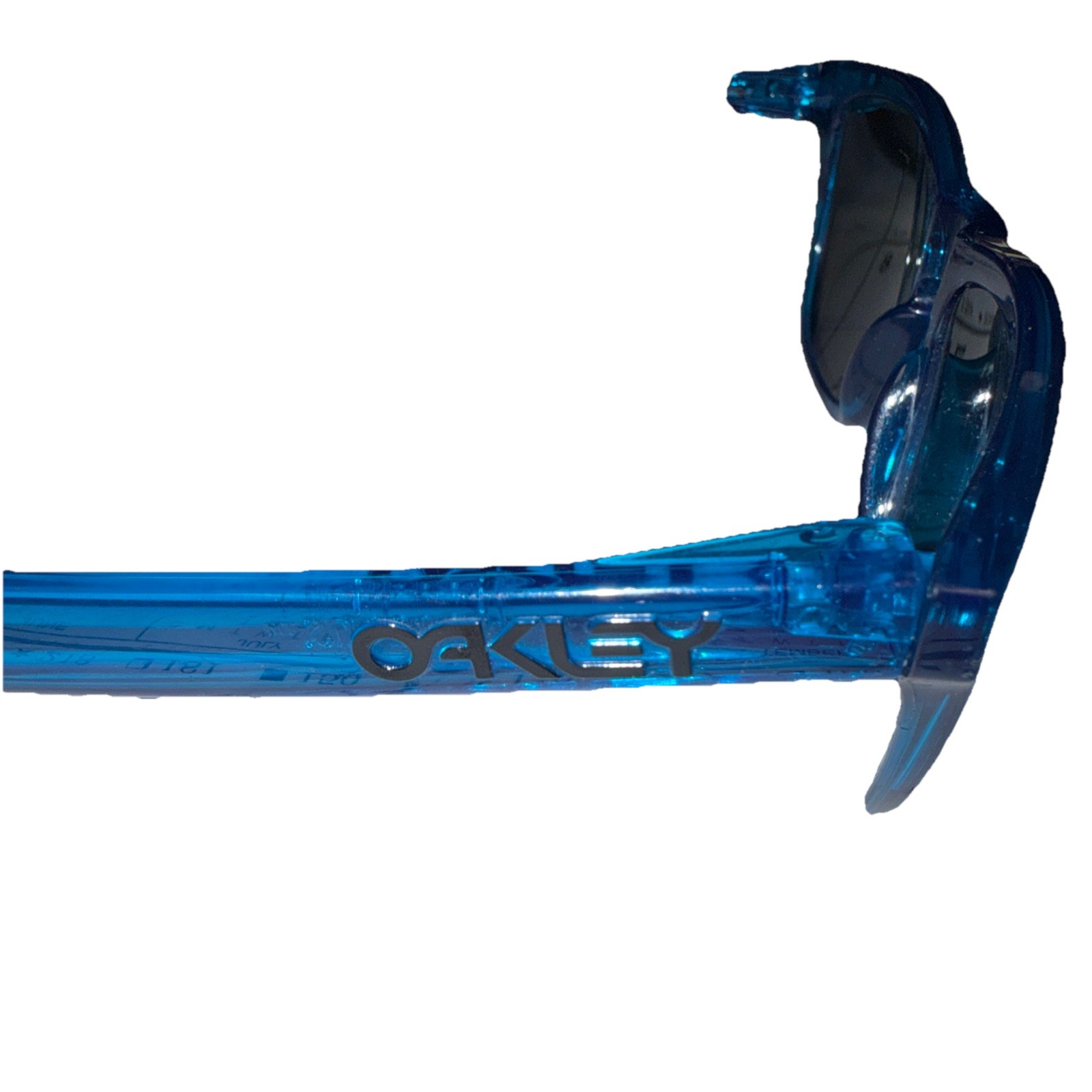 Used Oakley Frogskins BLUE FRAME Sunglasses model 24-356 lens have scratches.