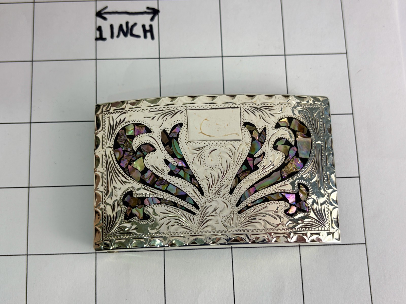 Plata De Jalisco Sterling Silver MOP .925 Belt Buckle Genuine Lizard 38 Maida’s