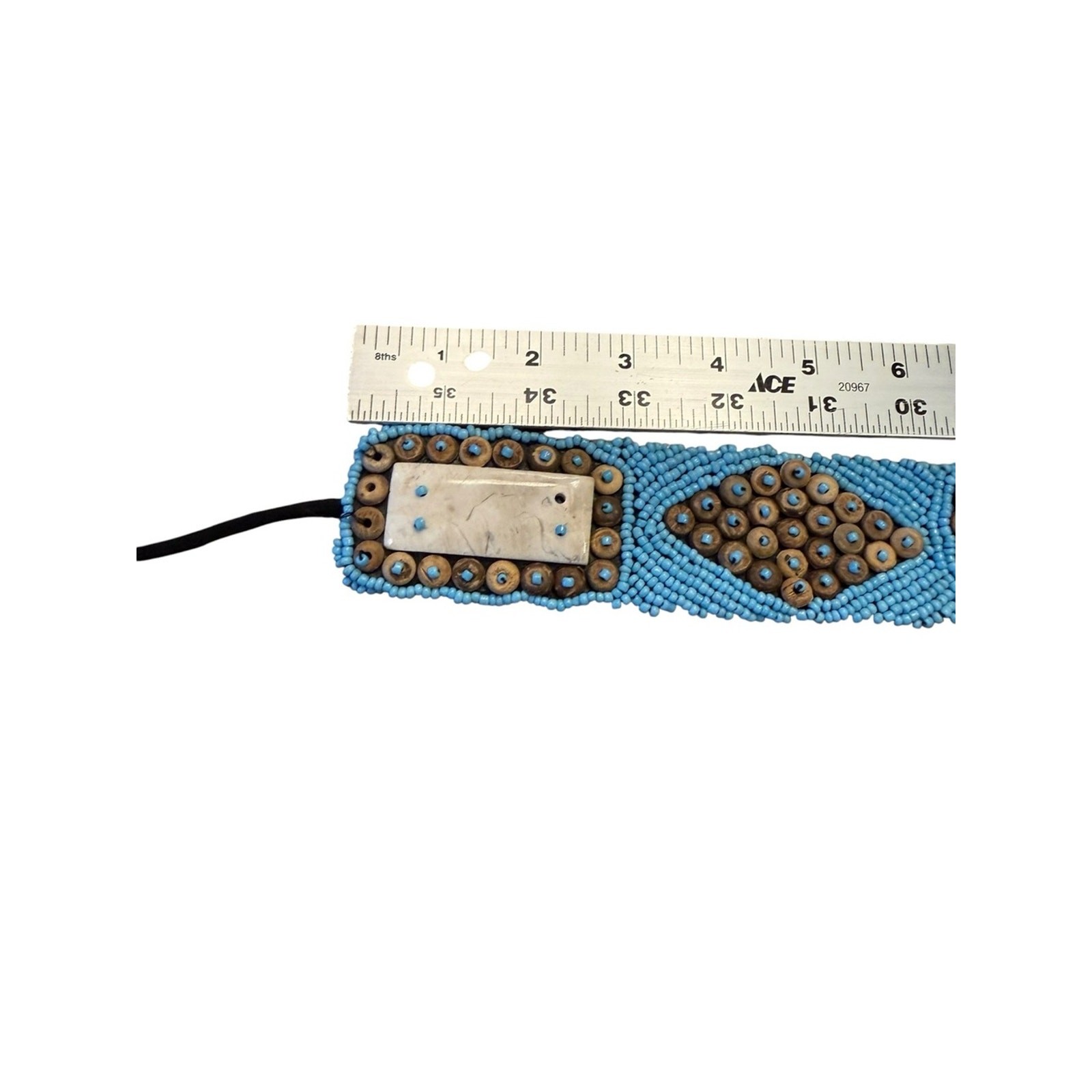 Beaded Blue and Brown Embellished Belt Ties 32” (Not Including Ties)