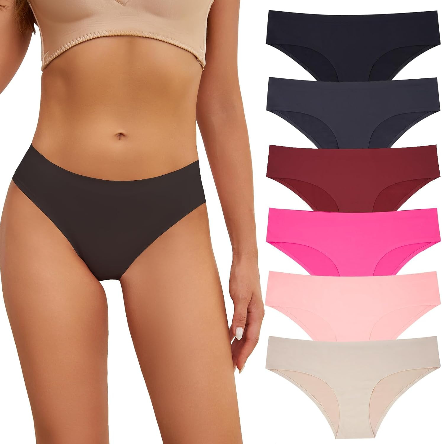 Seamless Underwear for Women No Show Panties Invisibles Briefs Soft Stretch Biki