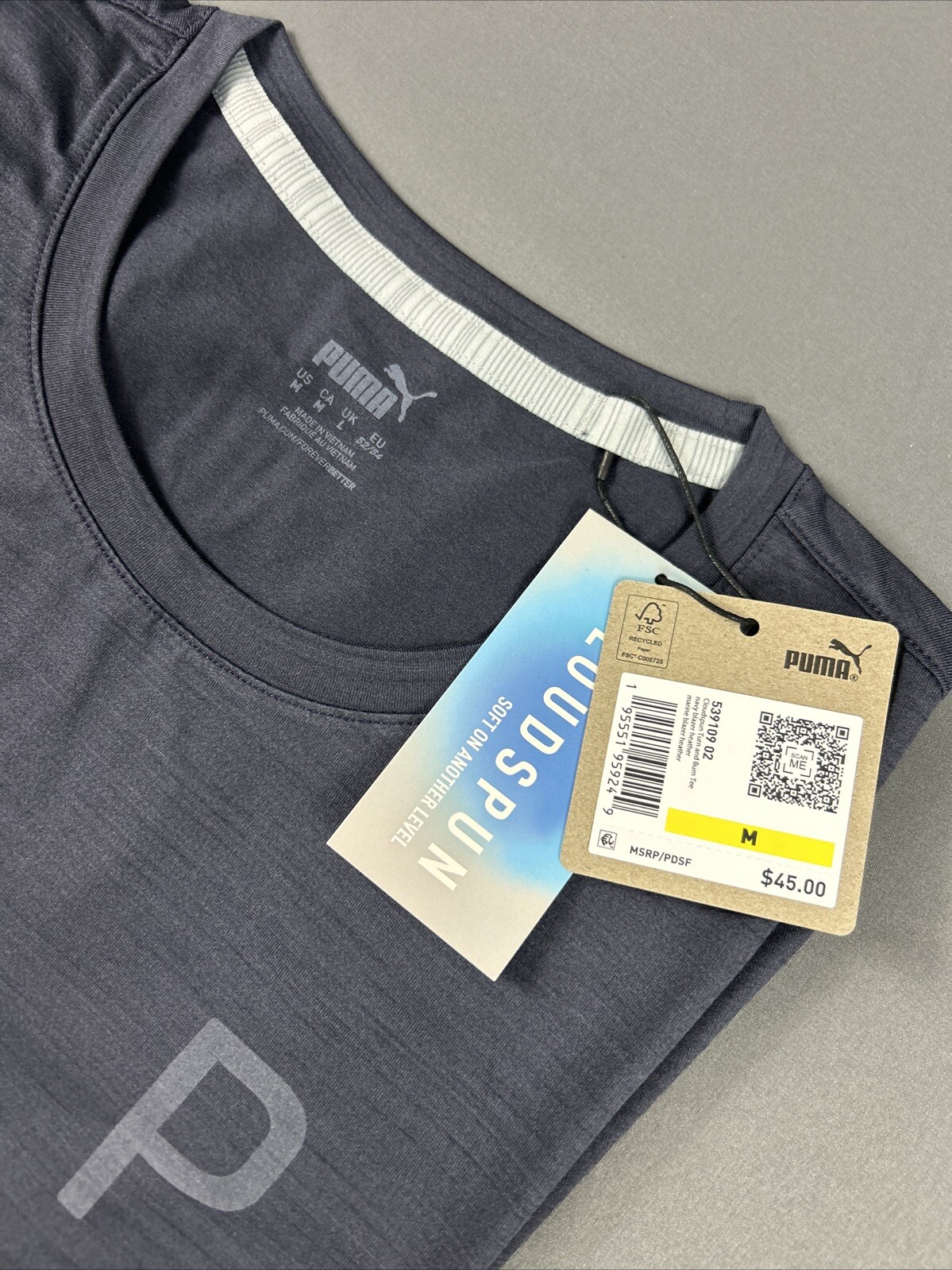 Puma Golf Shirt T-Shirt Cloudspun Turn & Burn Print Medium Blue NWT MSRP $45